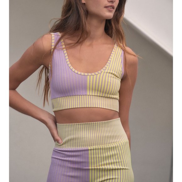 Free People Other - 🎉LAST CHANCE🎉 NWT FP Movement Stripe Mix Bra / Yellow + Purple Combo